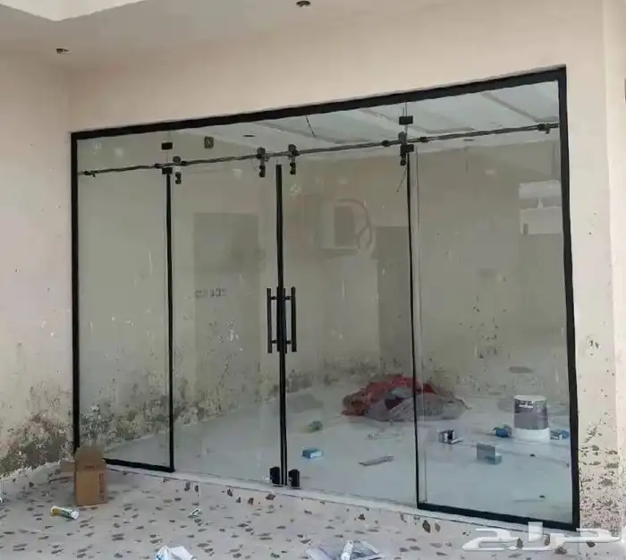 ابواب زجاج محلات  باب قزاز صيانة  باب قزاز  تفصيل باب زجاج 2