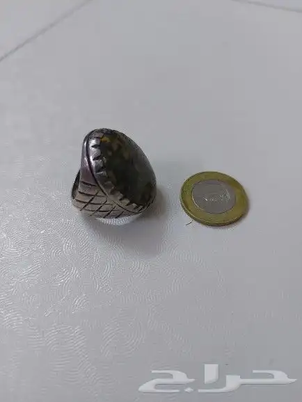 خاتم فضة بحجر عقيق طحلبي يمني 3