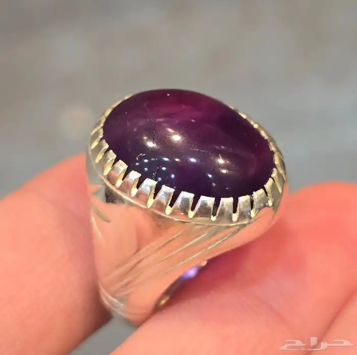 خاتم فضة بحجر جمشت 0