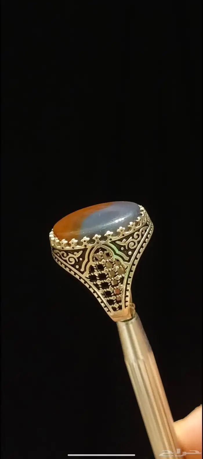 خاتم فضه عقيق يماني 0
