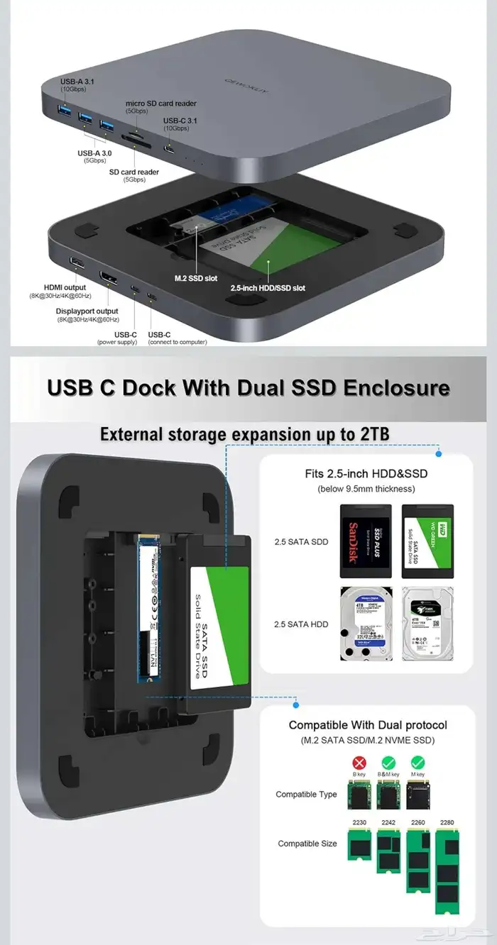 جهاز يحتوي على موزع USB مع تريب قرص 2