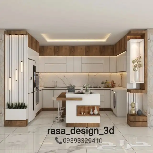 مطبخ المنيوم ابواب خشب 4