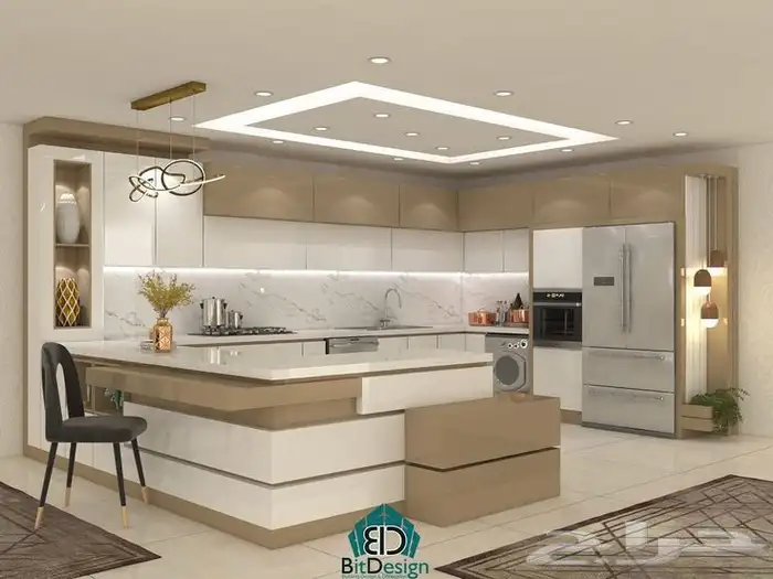مطبخ المنيوم ابواب خشب 3
