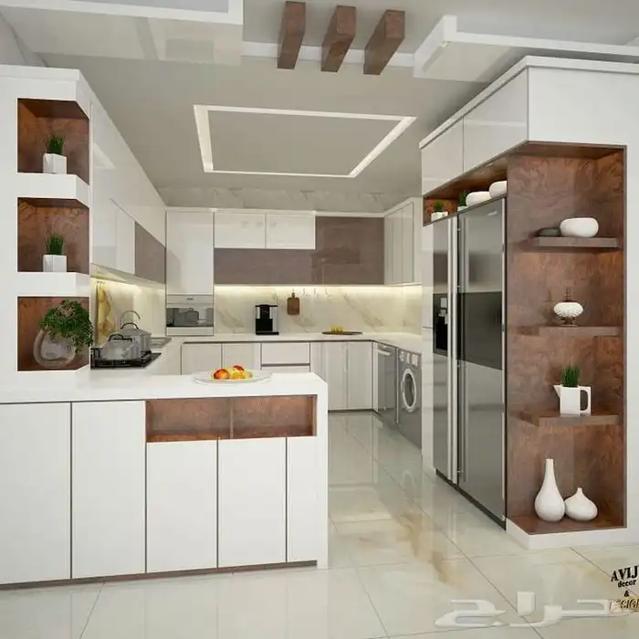 مطبخ المنيوم ابواب خشب 2