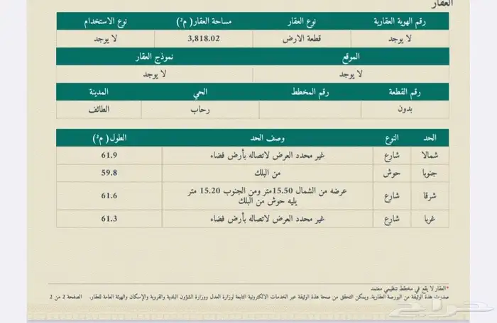للبيع أرض في مدينة الرياض حي الرحاب 2