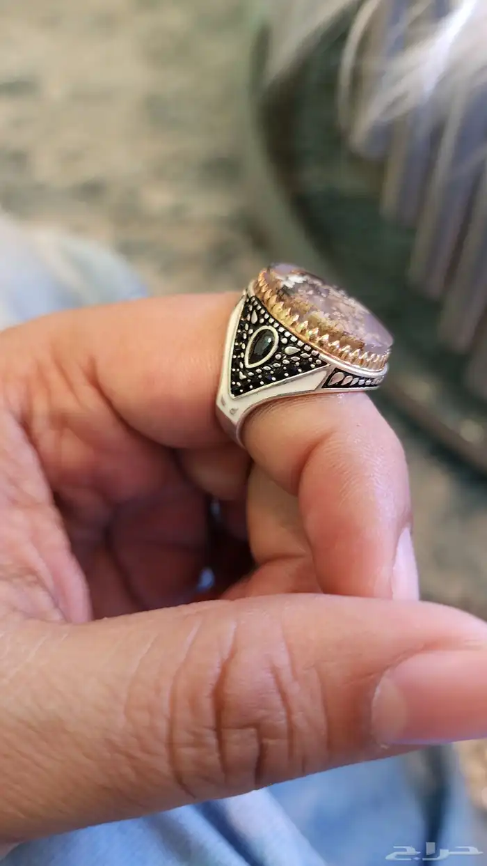 نوادر العقيق الطحلبي خاتم فضه انيق 1