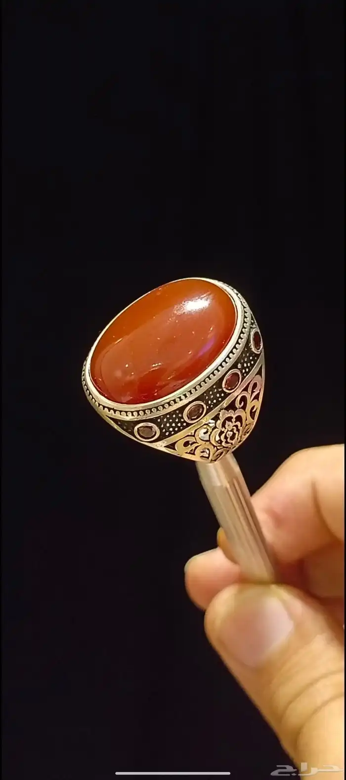 هاتم فضة عقيق يماني 0