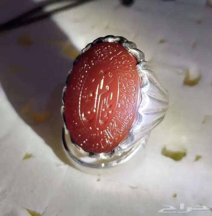 خاتم عقيق كرزي يماني 1