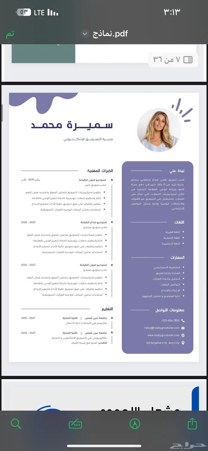 تصاميم سيرة ذاتية CV احترافية ATS 4