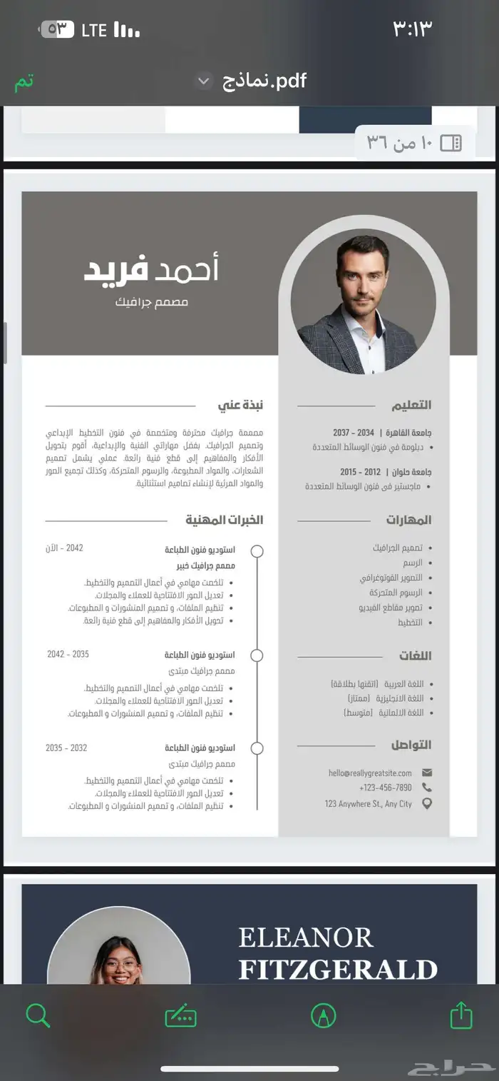 تصاميم سيرة ذاتية CV احترافية ATS 7
