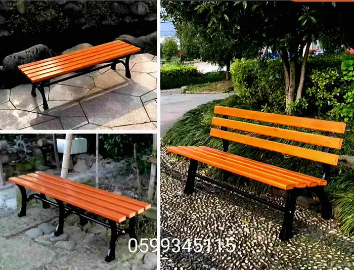 مقعد فناء خارجي من الحديد الزهر مع مسند ظهر مربع مع مسند ظه 0