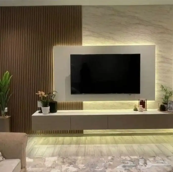 جدار شاشه شيبورد وخشب وبديل رخام تصاميم ديكورات تبوك 0