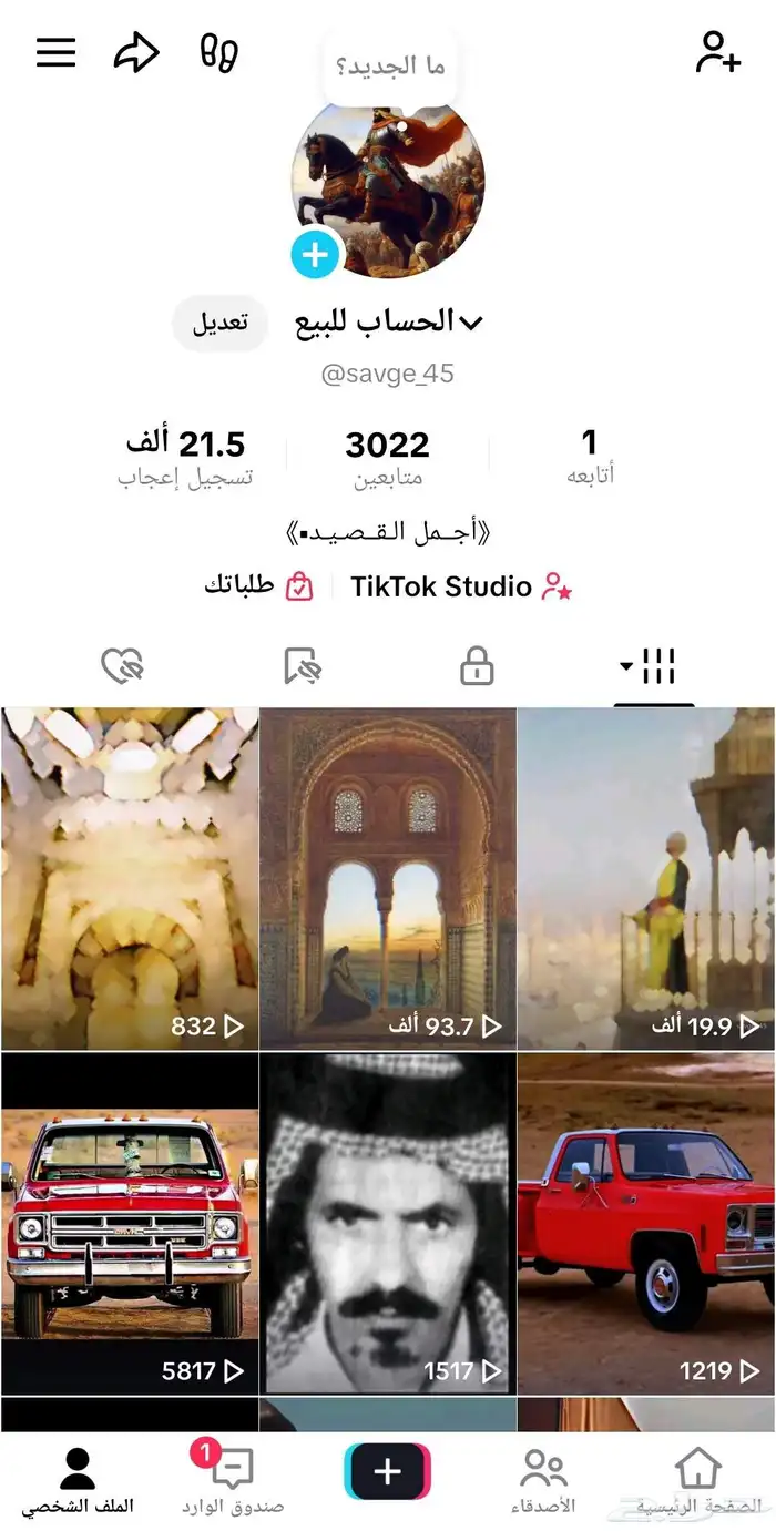 حساب تيك توك مميز ومناسب مشاهدات ولايكات . 0