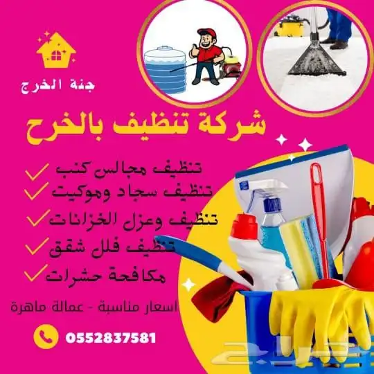 تنظيف منازلي كنب سجاد خزانات بلاط مكفحات الحشرات 0