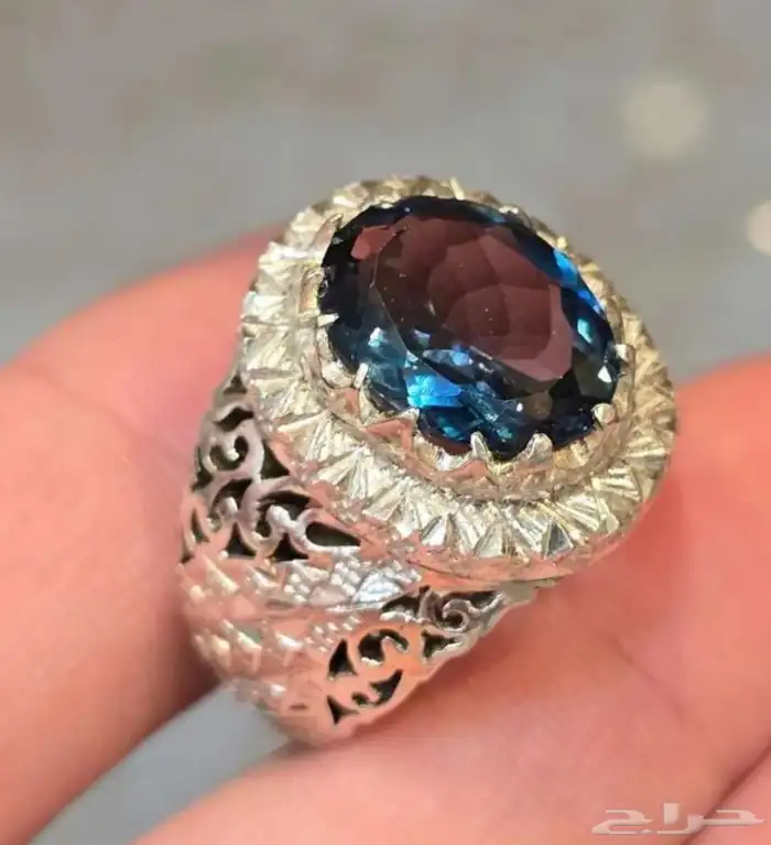 خاتم فضة بحجر توباز 0