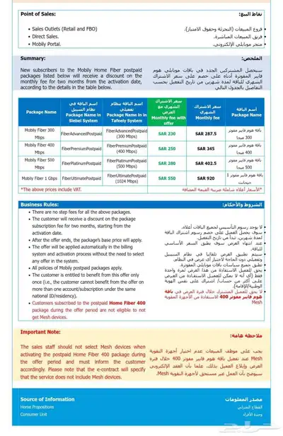 اللحق اقوي عروض موبايلي فايبر الجديدة خصم  40 علي كل باقات index