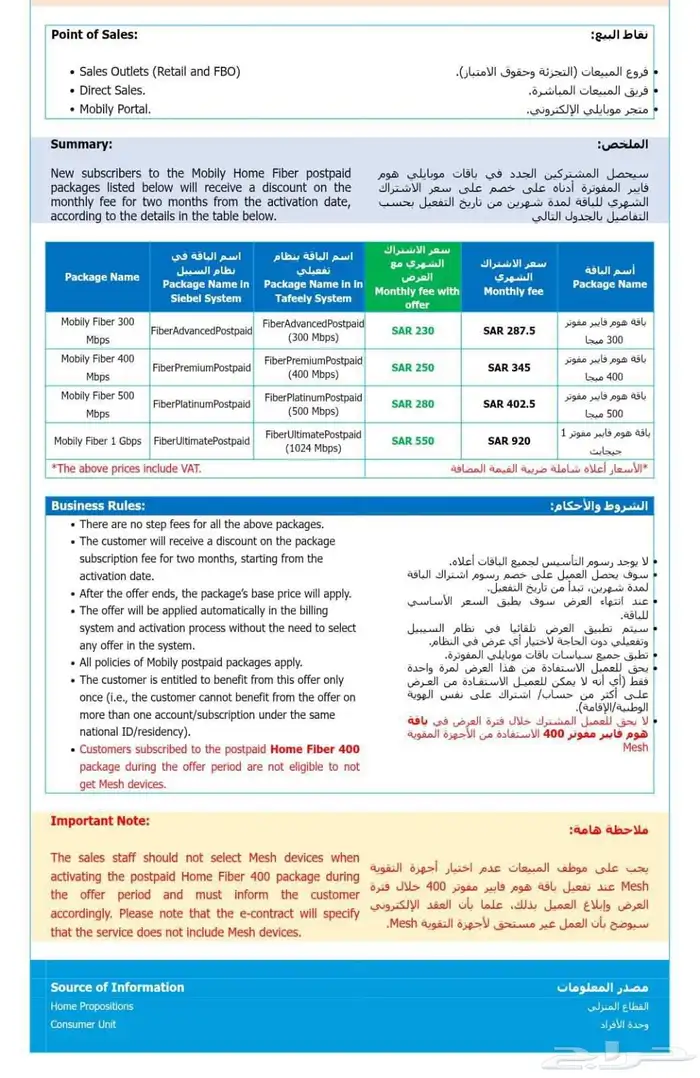 اللحق اقوي عروض موبايلي فايبر الجديدة خصم  40 علي كل باقات 6