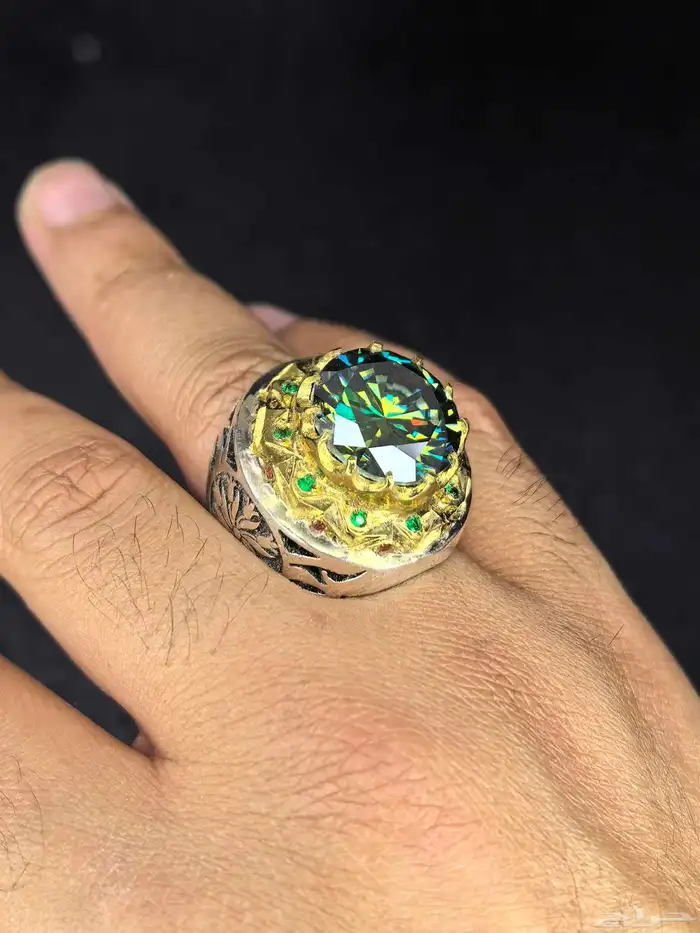 خاتم موزنايت فضة ثقيلة 0