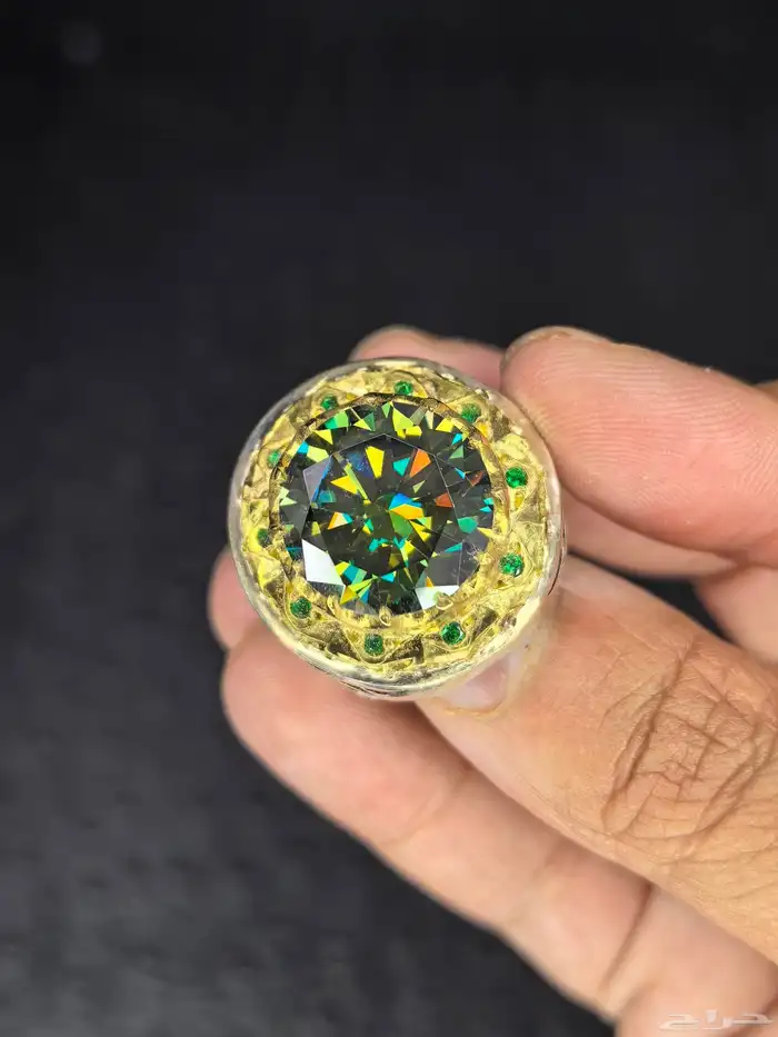 خاتم موزنايت فضة ثقيلة 2