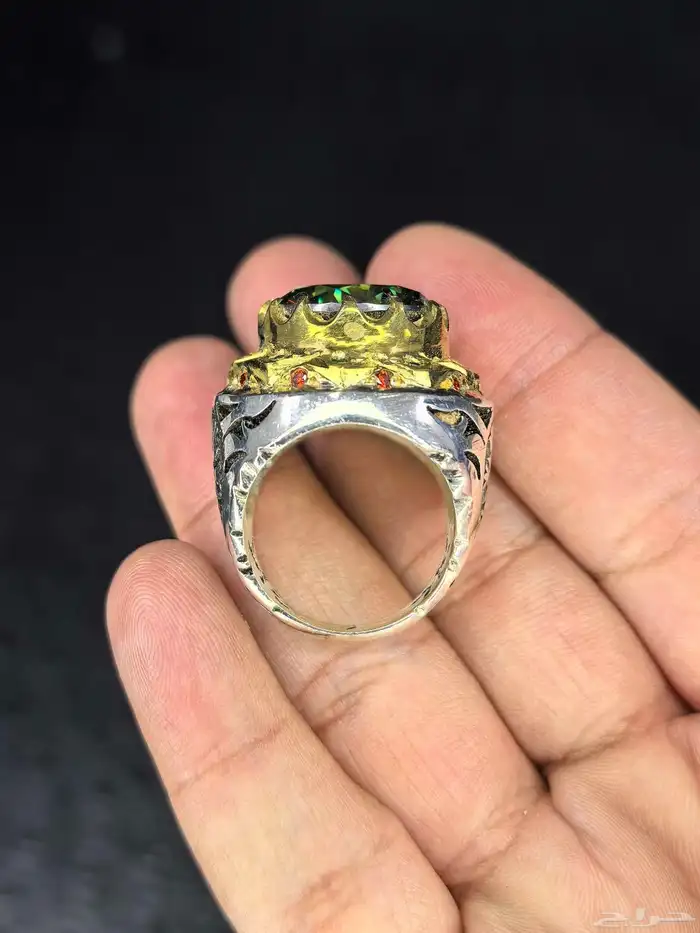 خاتم موزنايت فضة ثقيلة 3