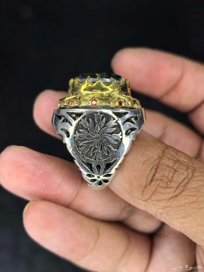 خاتم موزنايت فضة ثقيلة 1