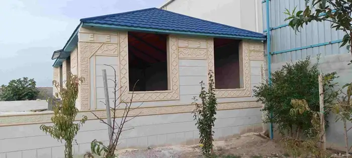 ديكورات خارجيه اسمنتيه تصميم الحجر الطبيعي لياسه ملونه 1