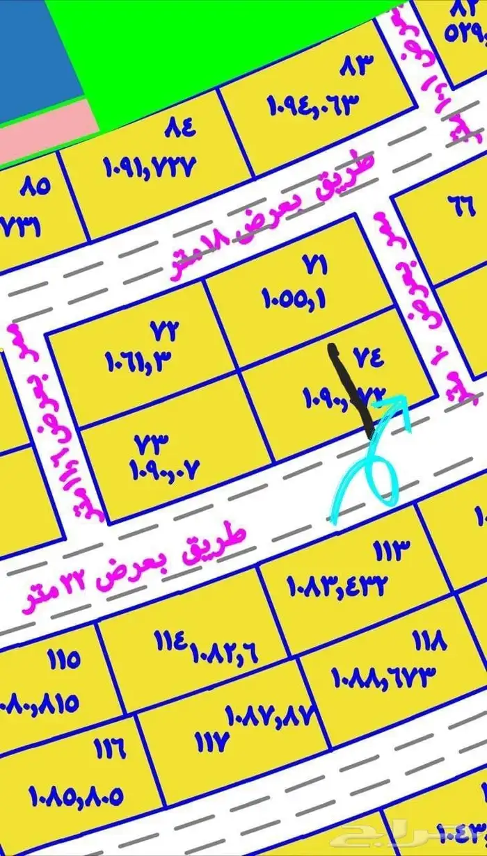 نص ارض شارع 22 مخطط 504 0