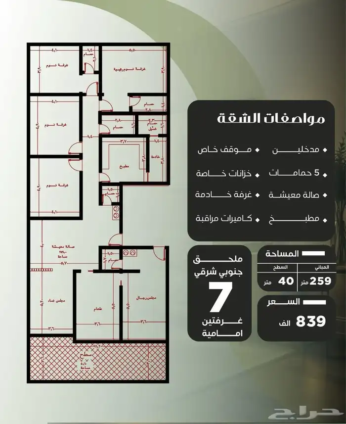 حي النزهه غرفتين وا 3 و 4 غرف وملاحق بجميع النموذجات 4