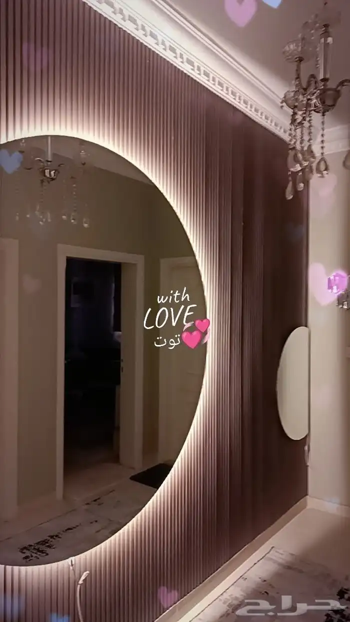 مرايا 6ملم قاردين ديكور نص دائرة مع اضاه خلفيه 0