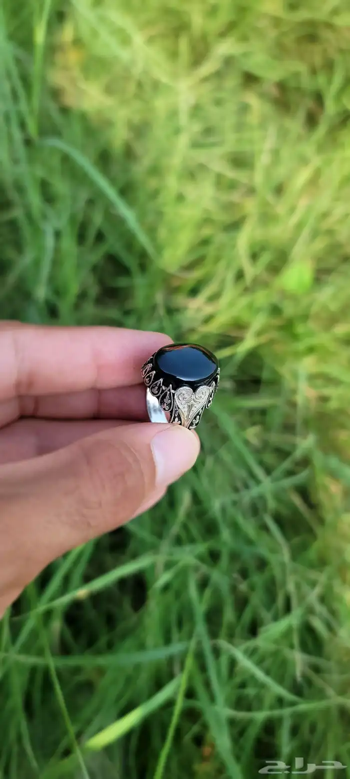 خواتم فضه على عقيق يمني طبيعي 4