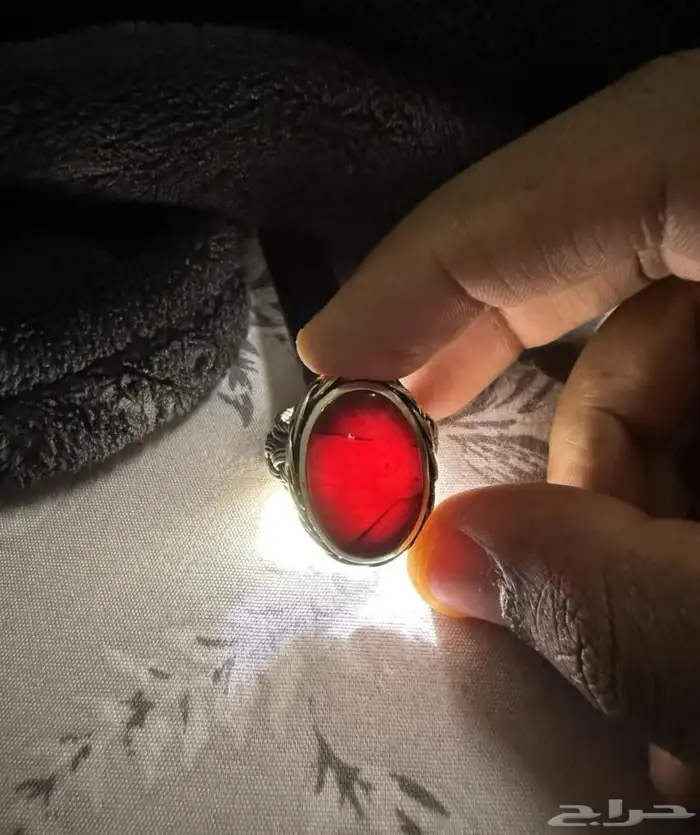 خاتم فضه سلك بعقيق كرزي يماني 3