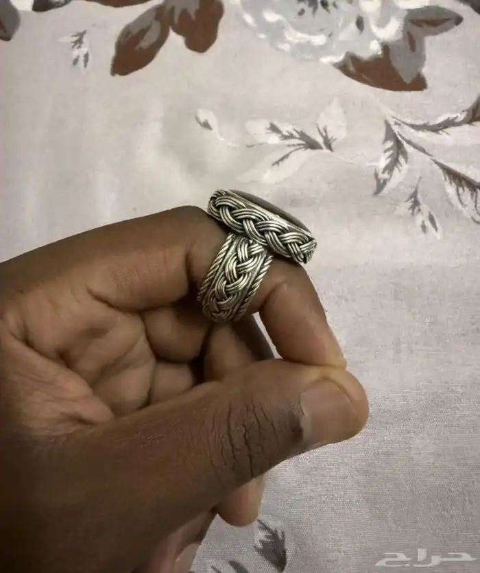 خاتم فضه سلك بعقيق كرزي يماني 1