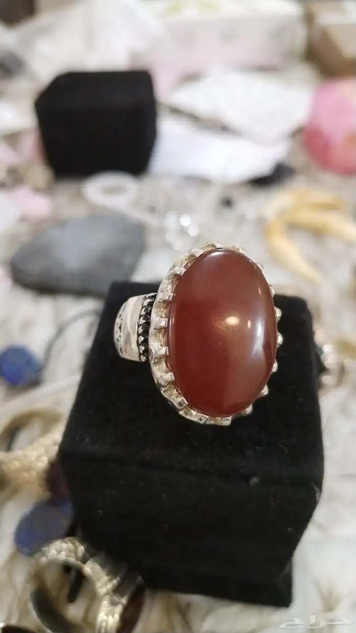 خاتم عقيق يماني زعفراني 0