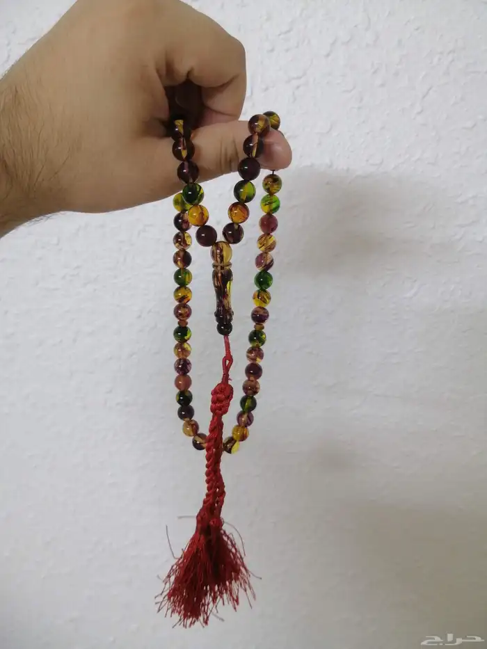 سبحة كهرمان ملونة الوان احجار كريمة فاخرة (جديدة). 2