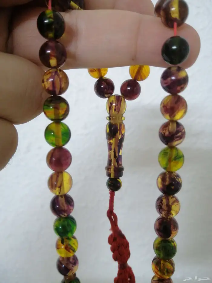 سبحة كهرمان ملونة الوان احجار كريمة فاخرة (جديدة). 3