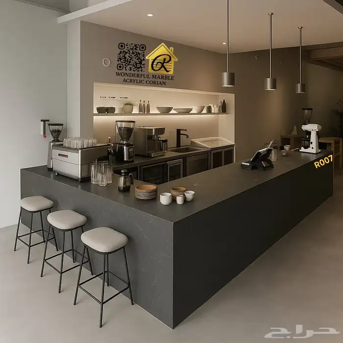 ريسبشن رخام صناعي كونتر رخام طاولة استقبال رخام 7