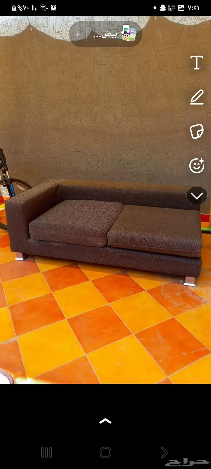 قطعة كنبة لون رصاصي 175 في 95 الاسفنج ممتاز والموديل جميل 1