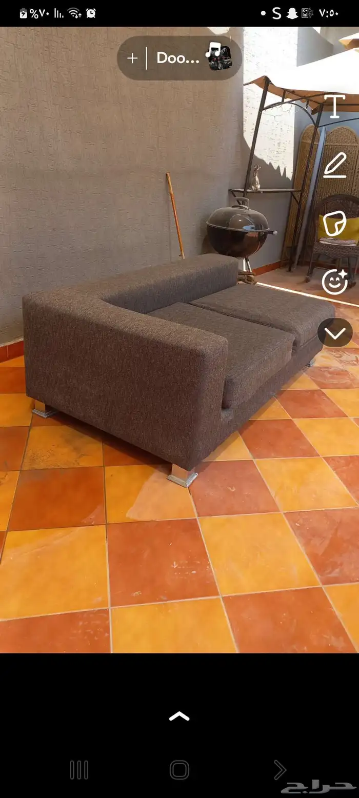 قطعة كنبة لون رصاصي 175 في 95 الاسفنج ممتاز والموديل جميل 0