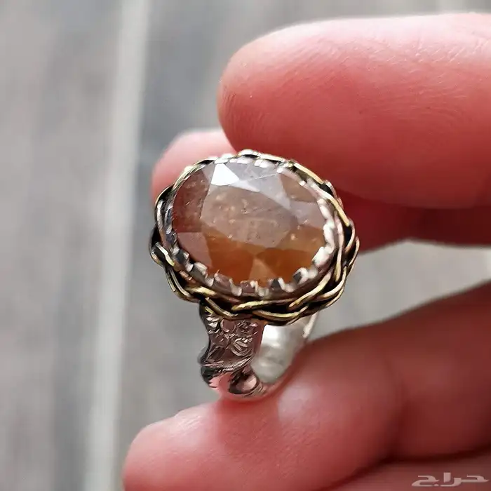 خاتم فضة زفير افريقي زامبي اصفر 1