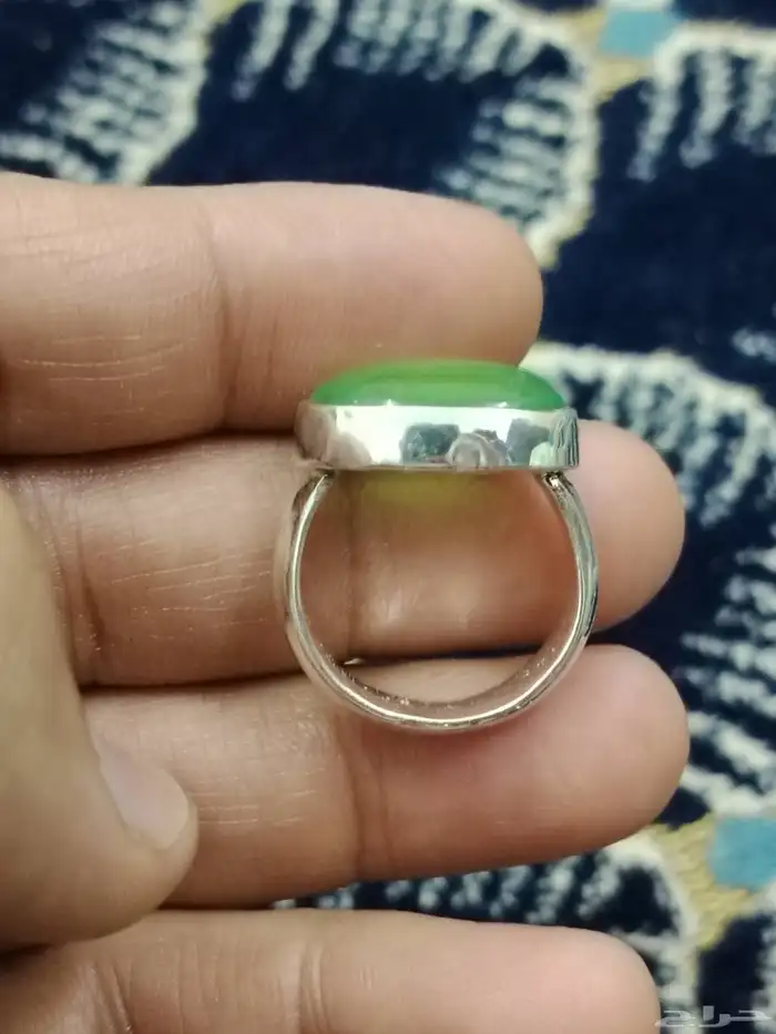 خاتم خنصر عقيق أخضر 4