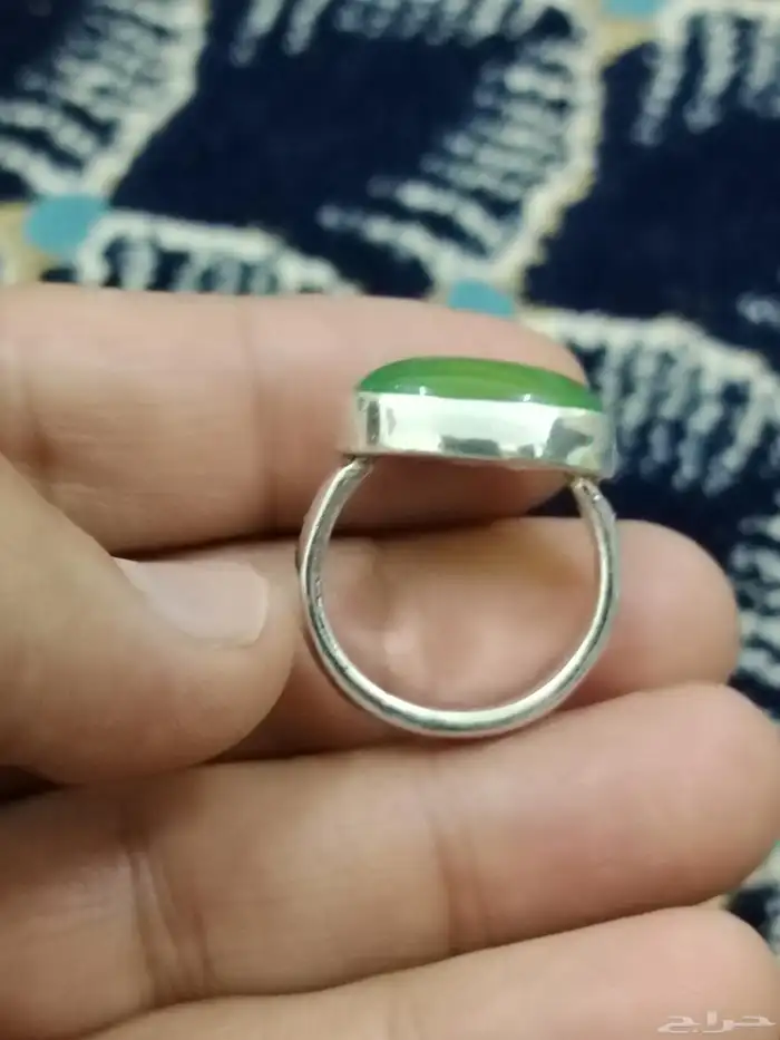 خاتم خنصر عقيق أخضر 2