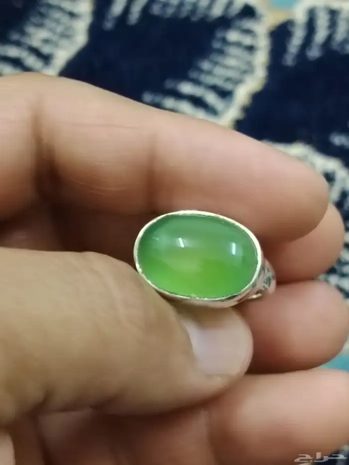 خاتم خنصر عقيق أخضر 1