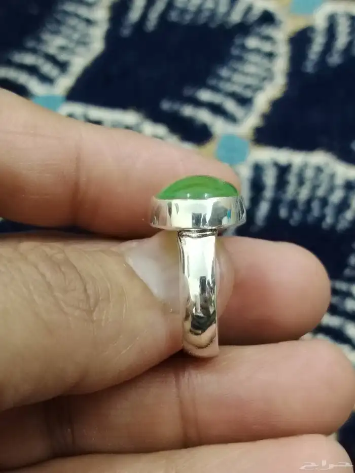 خاتم خنصر عقيق أخضر 3