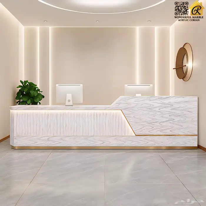 ريسبشن رخام صناعي كونتر رخام طاولة استقبال رخام 2