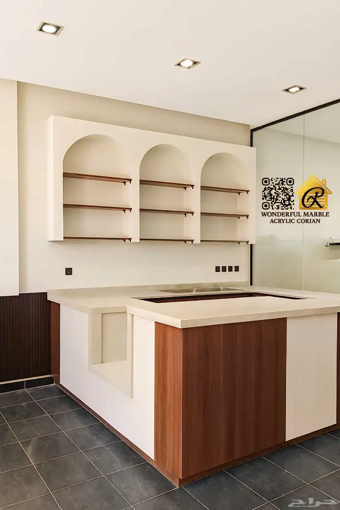 ريسبشن رخام صناعي كونتر رخام طاولة استقبال رخام 5