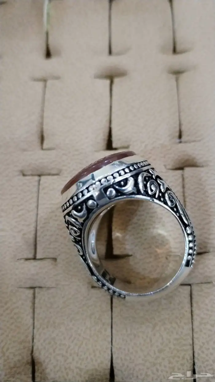 خات عقيق يماني زعفراني بطن احمر منقوش 7