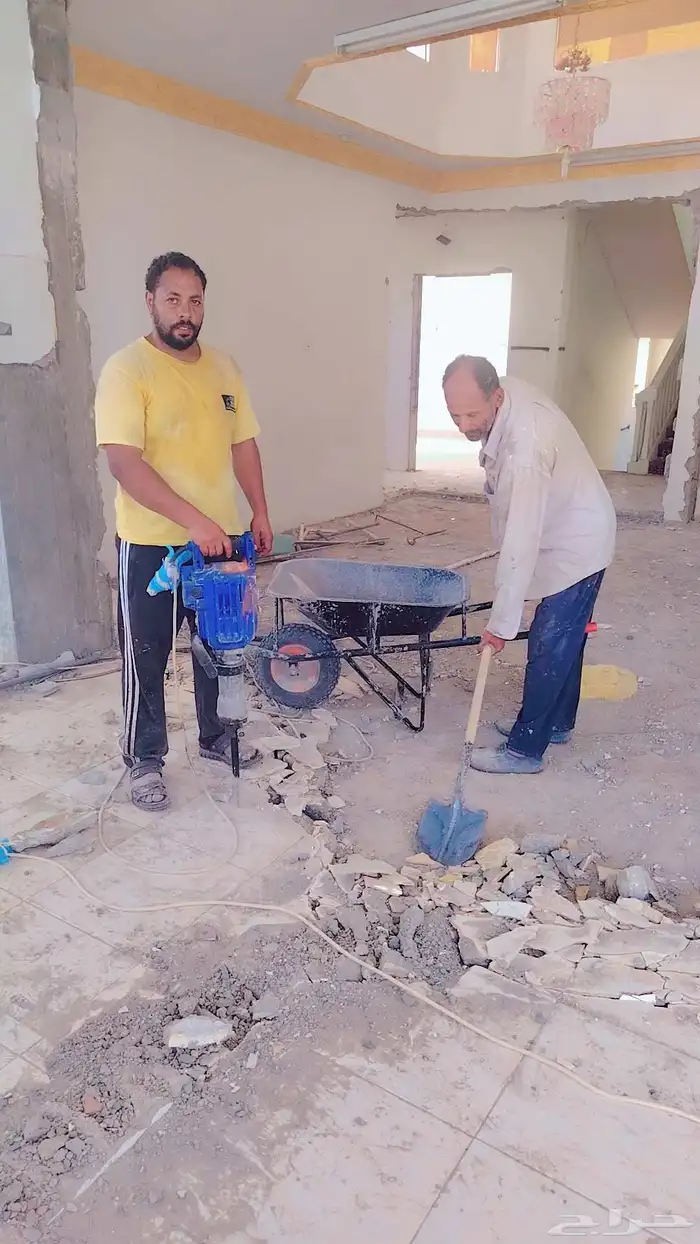 مقاول هدم تكسير ترميم بريده عمال بناء تليس قص بالصاروخ صبه 6