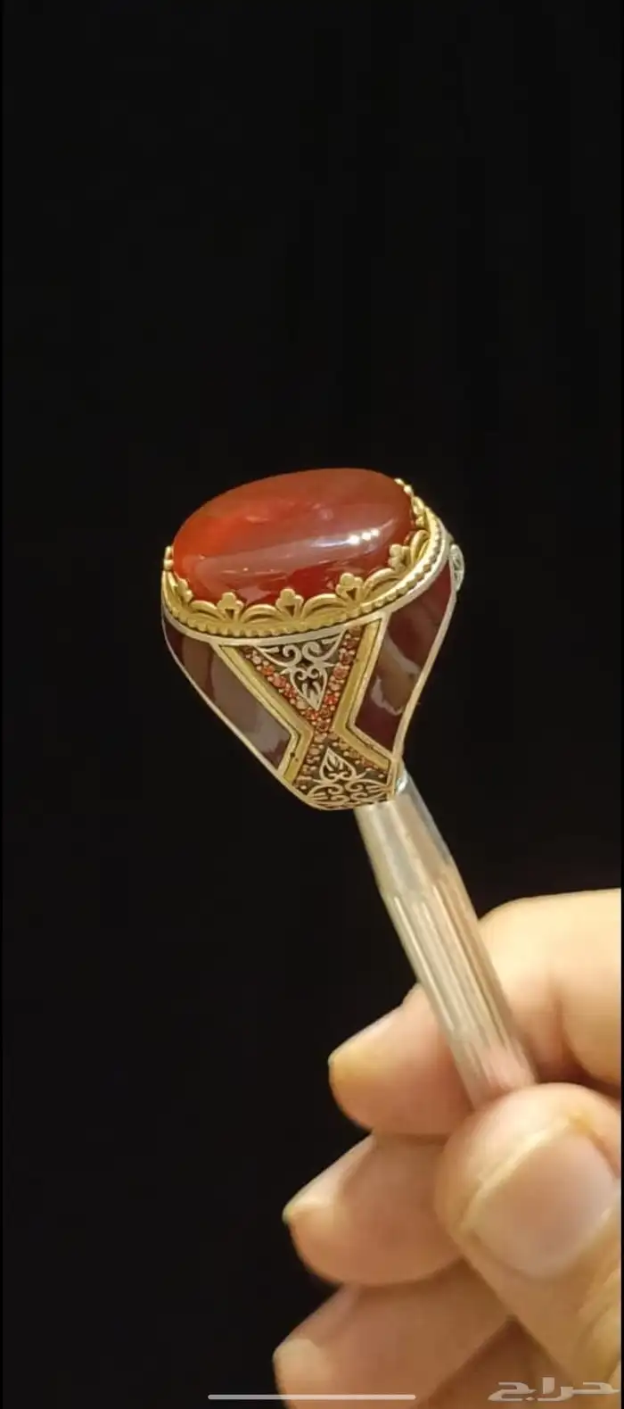 خاتم فضة عقيق يماني 1