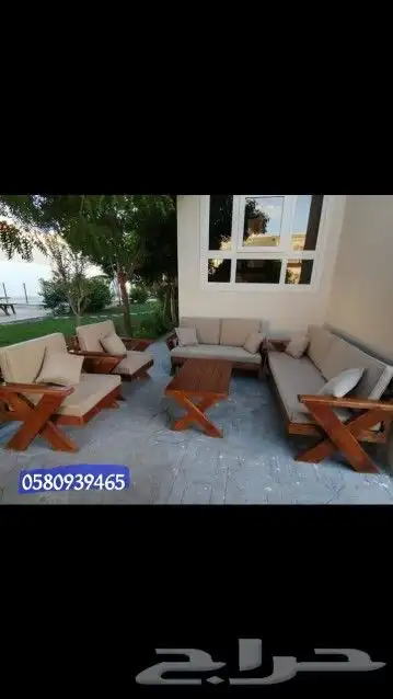 جلسات خارجية خشب سويدي طبيعي 1