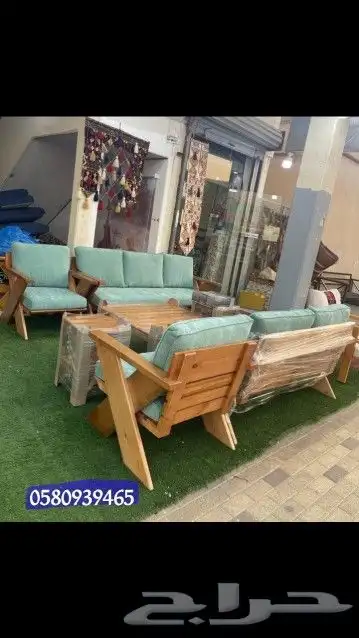 جلسات خارجية خشب سويدي طبيعي 7